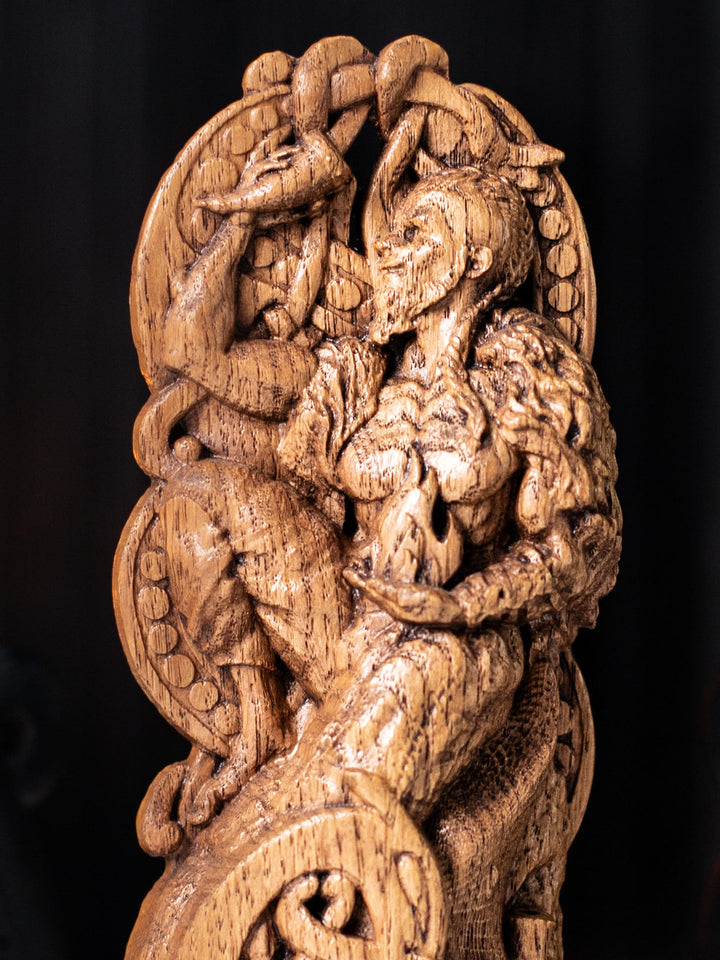 Loki, Norse God, Wooden statue, for Pagan Altar kit