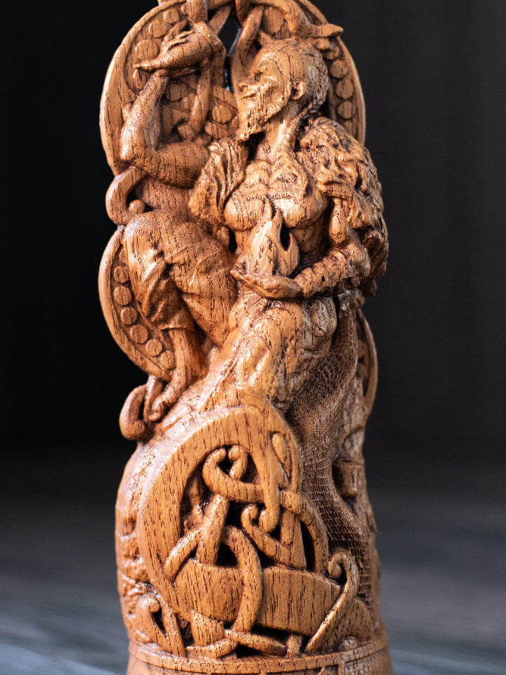 Loki, Norse God, Wooden statue, for Pagan Altar kit