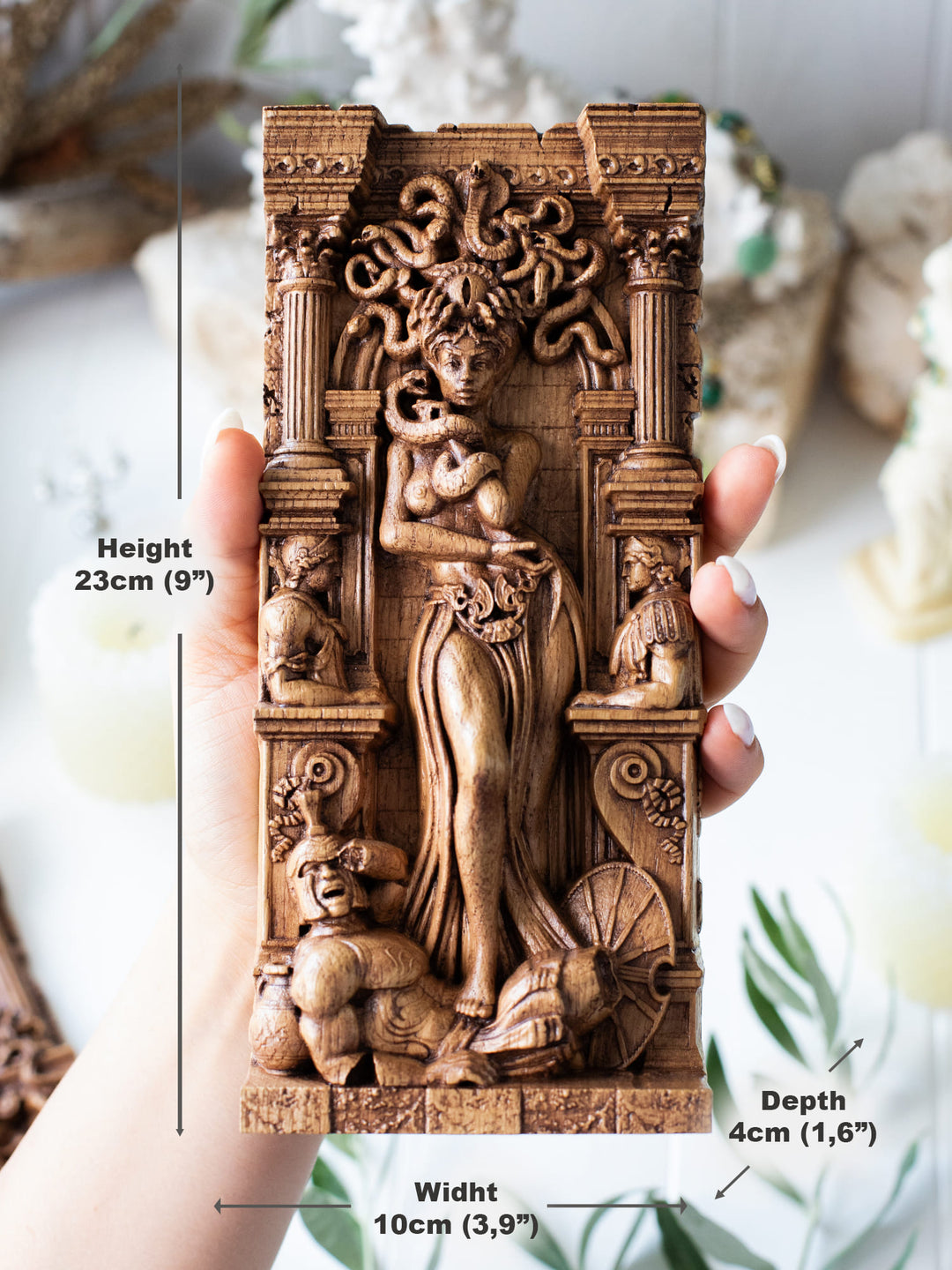 Figurine of Greek Medusa Gorgon with Petrified Warrior