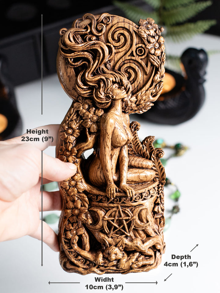 Moon Goddess Figurine - Wiccan Altar Symbol with Triple Moon