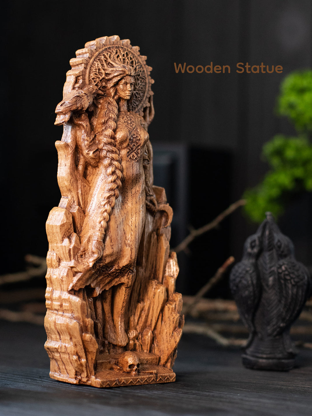 Morana Statuette - Slavic Goddess of Death with Skull and Raven