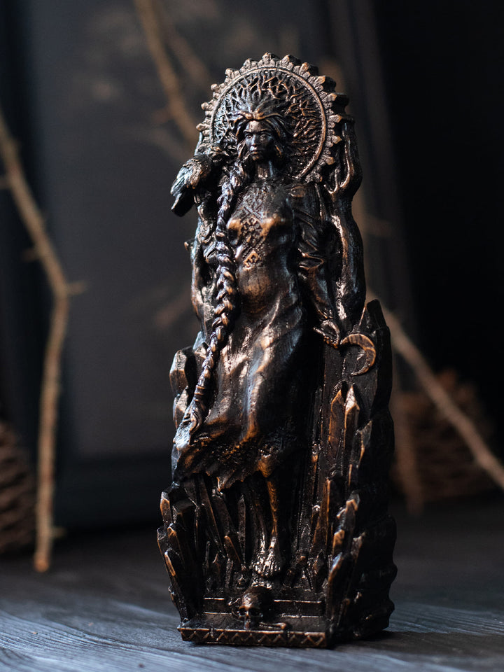 Morana Statuette - Slavic Goddess of Death with Skull and Raven