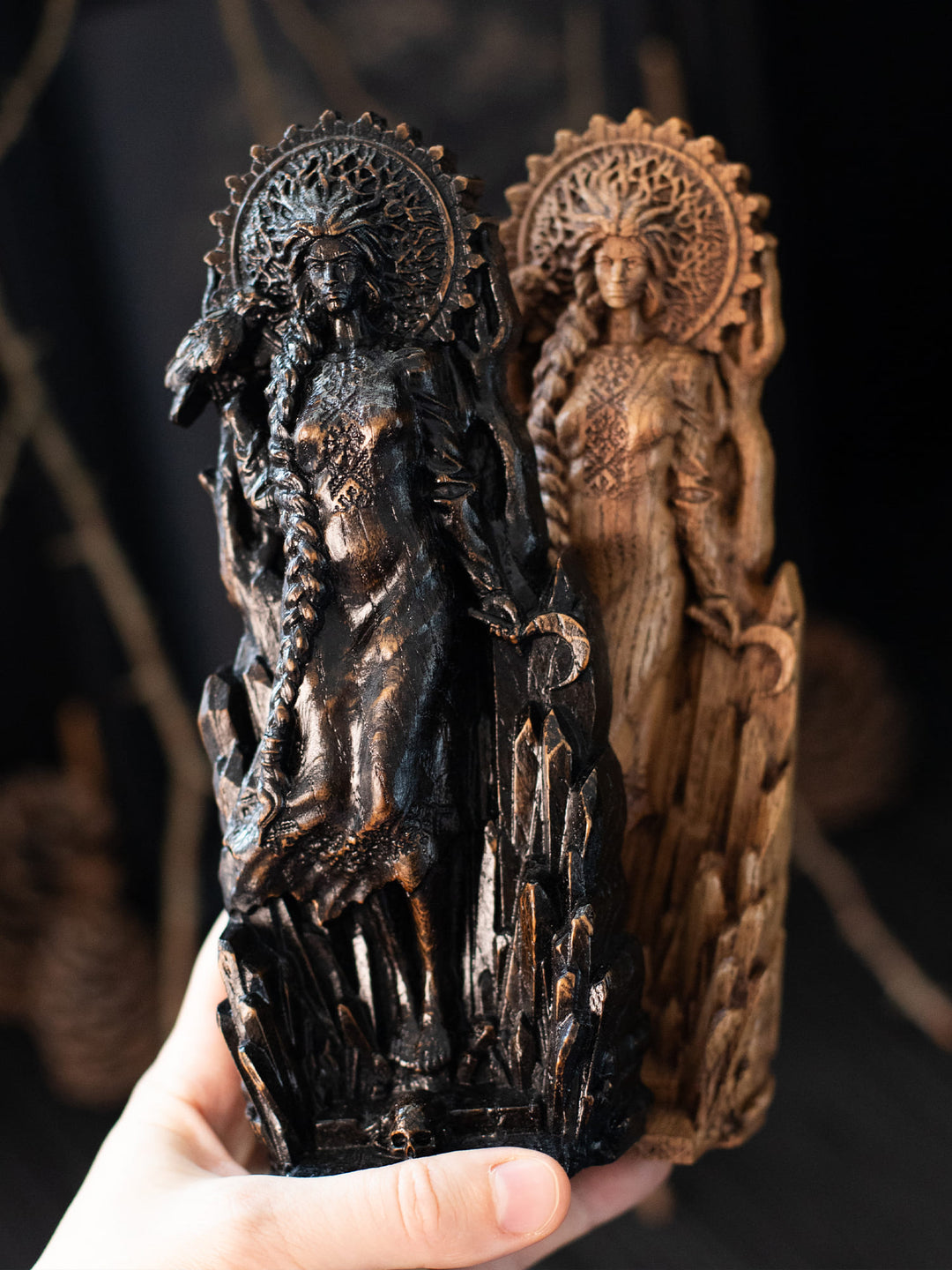 Morana Statuette - Slavic Goddess of Death with Skull and Raven