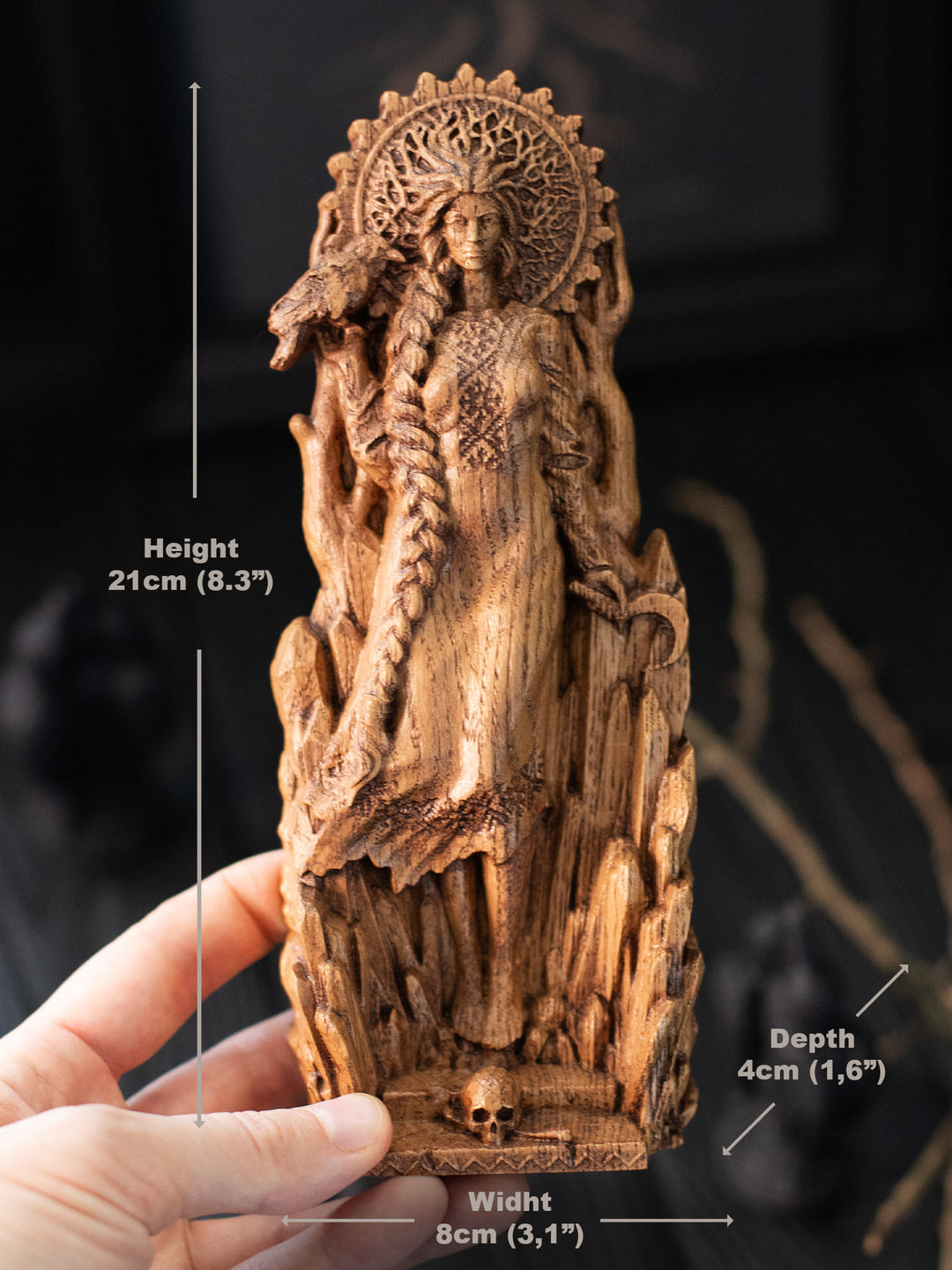Morana Statuette - Slavic Goddess of Death with Skull and Raven