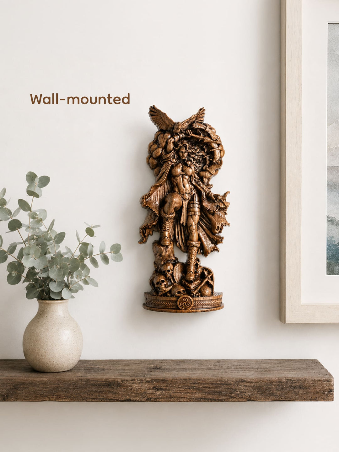 Morrigan Statue Celtic War and Fate Goddess – Wood Carving