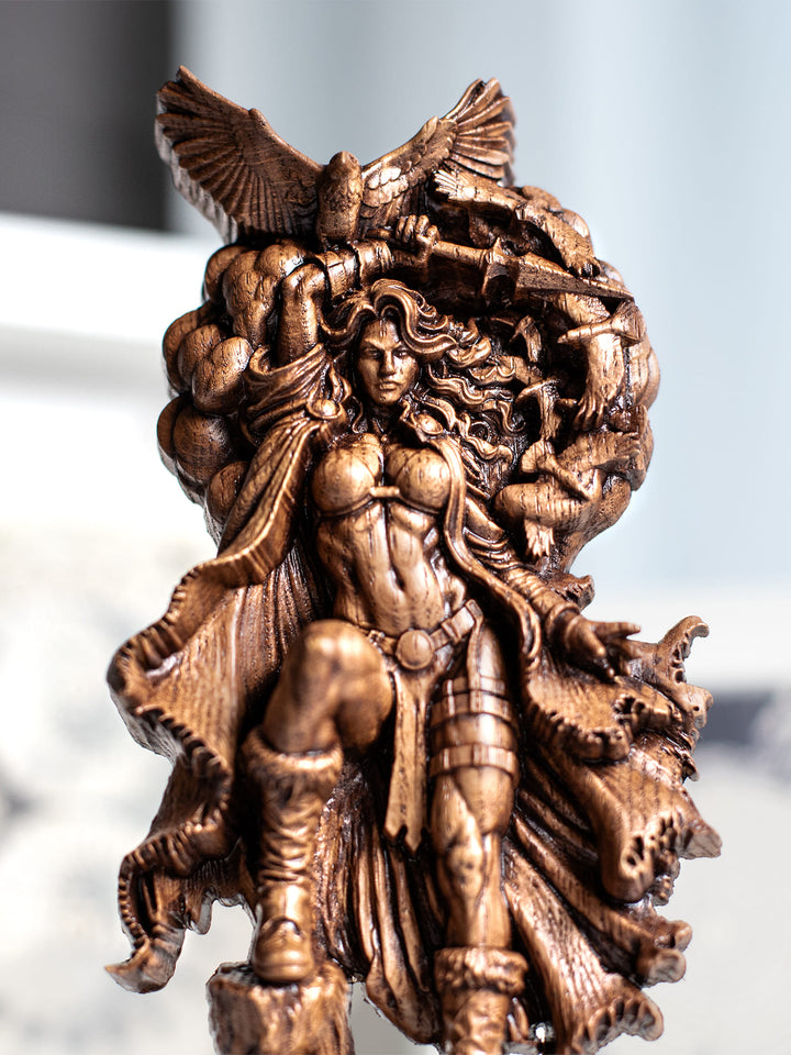 Morrigan Statue Celtic War and Fate Goddess – Wood Carving