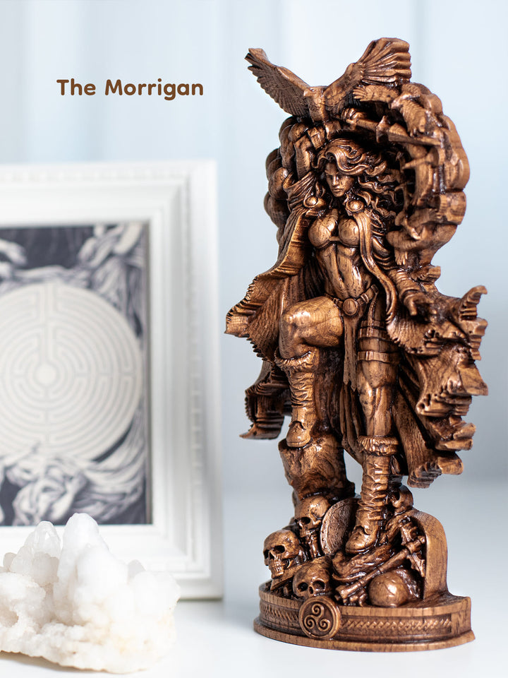 Morrigan Statue Celtic War and Fate Goddess – Wood Carving