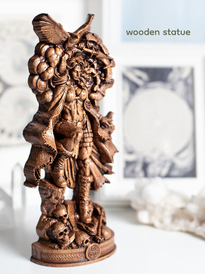 Morrigan Statue Celtic War and Fate Goddess – Wood Carving