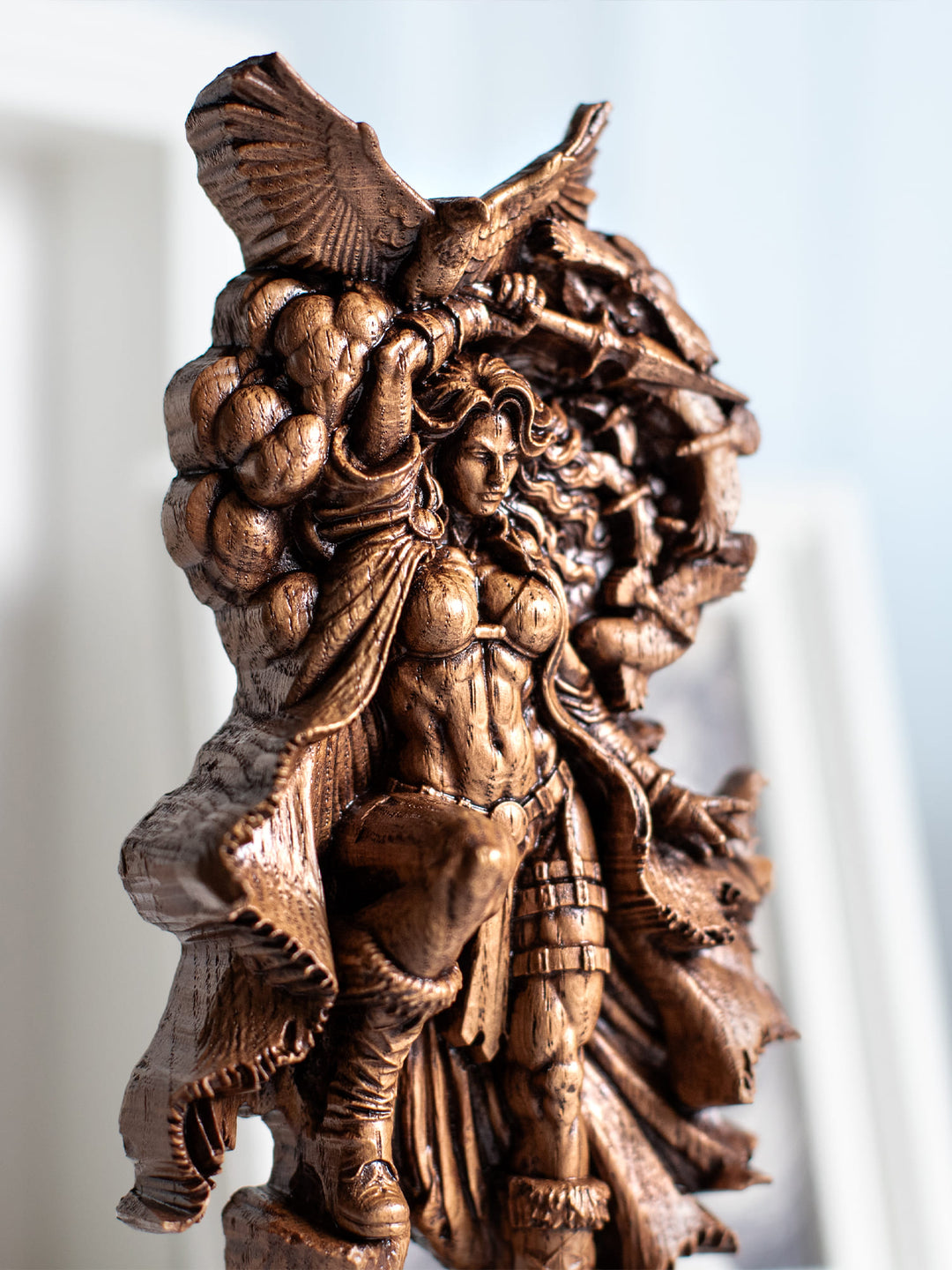Morrigan Statue Celtic War and Fate Goddess – Wood Carving