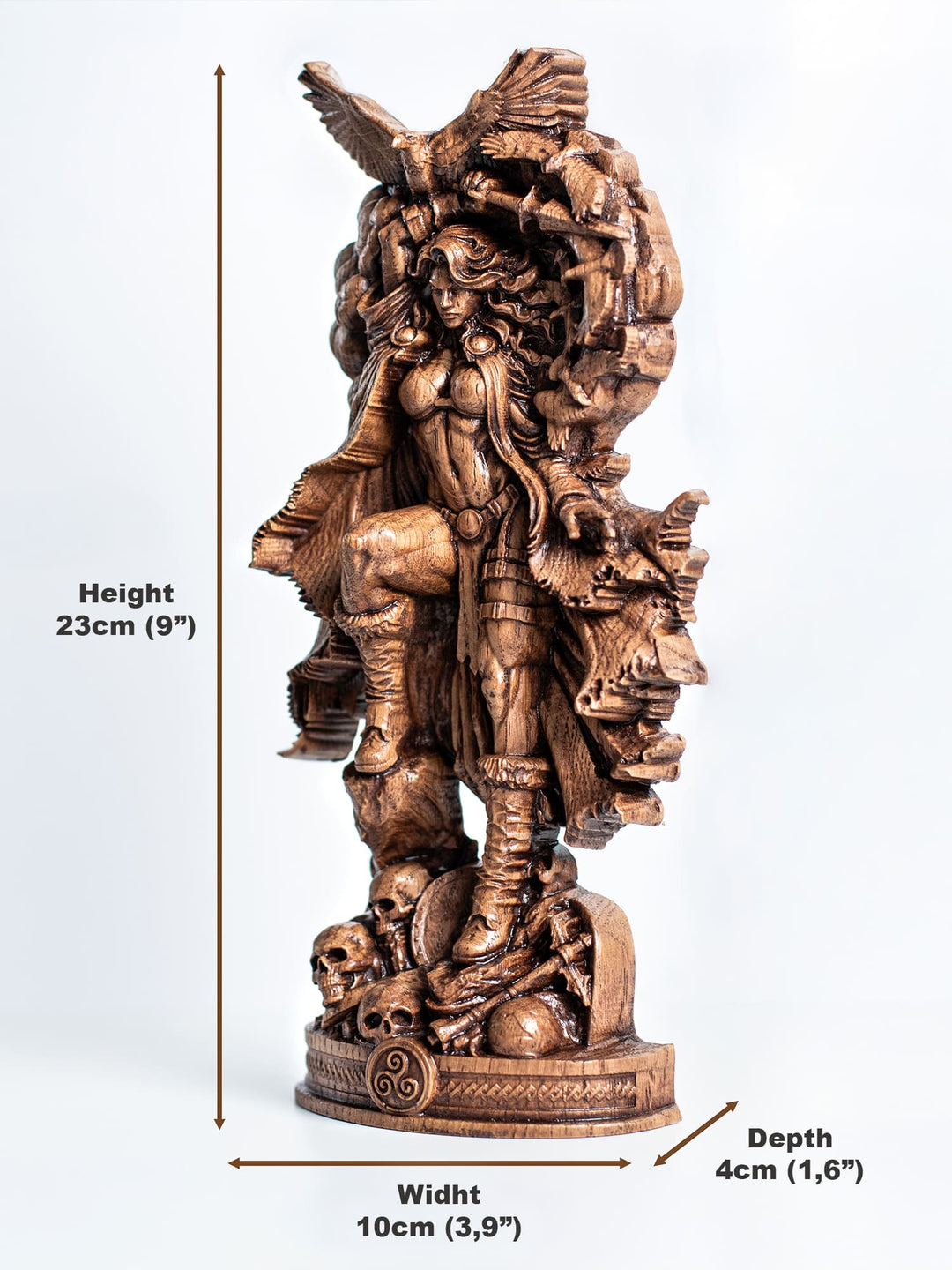 Morrigan Statue Celtic War and Fate Goddess – Wood Carving