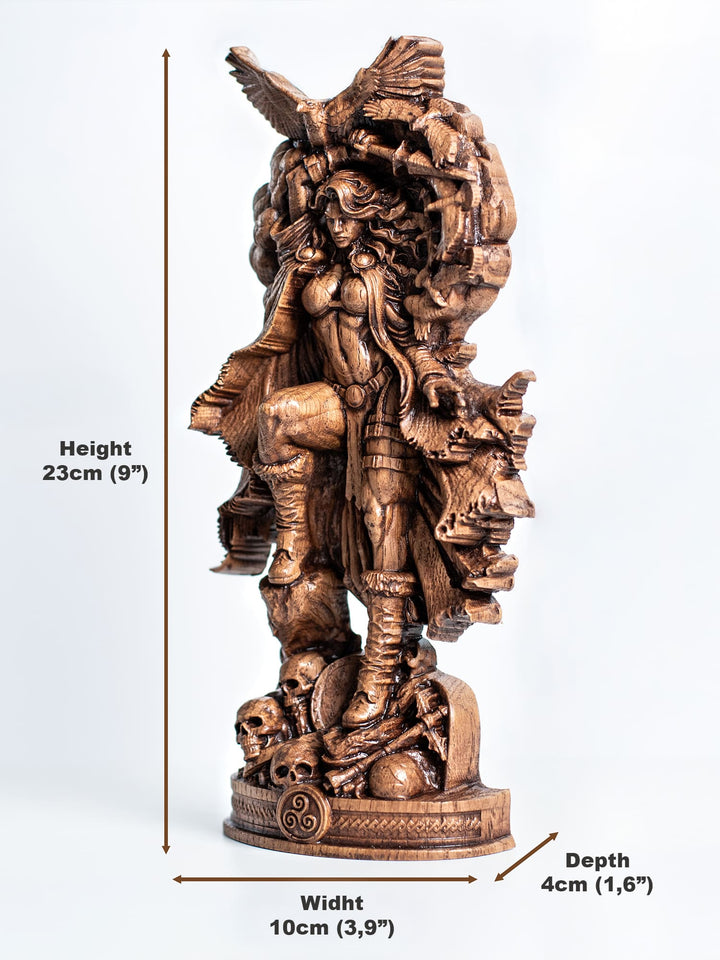 Morrigan Statue Celtic War and Fate Goddess – Wood Carving