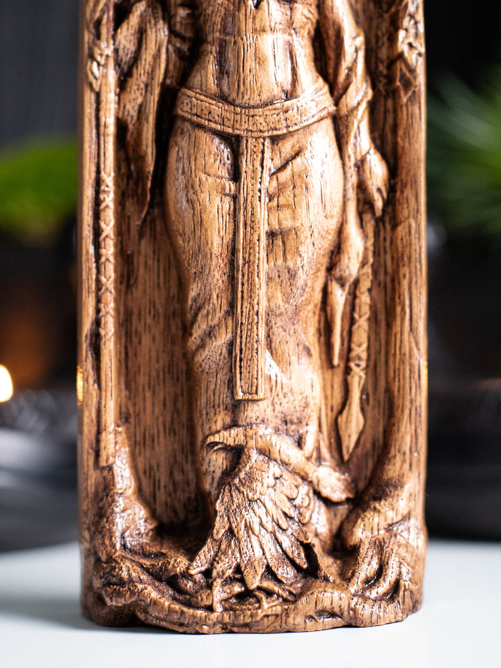 Celtic Goddess Morrígan: Handcrafted Wooden Figurine