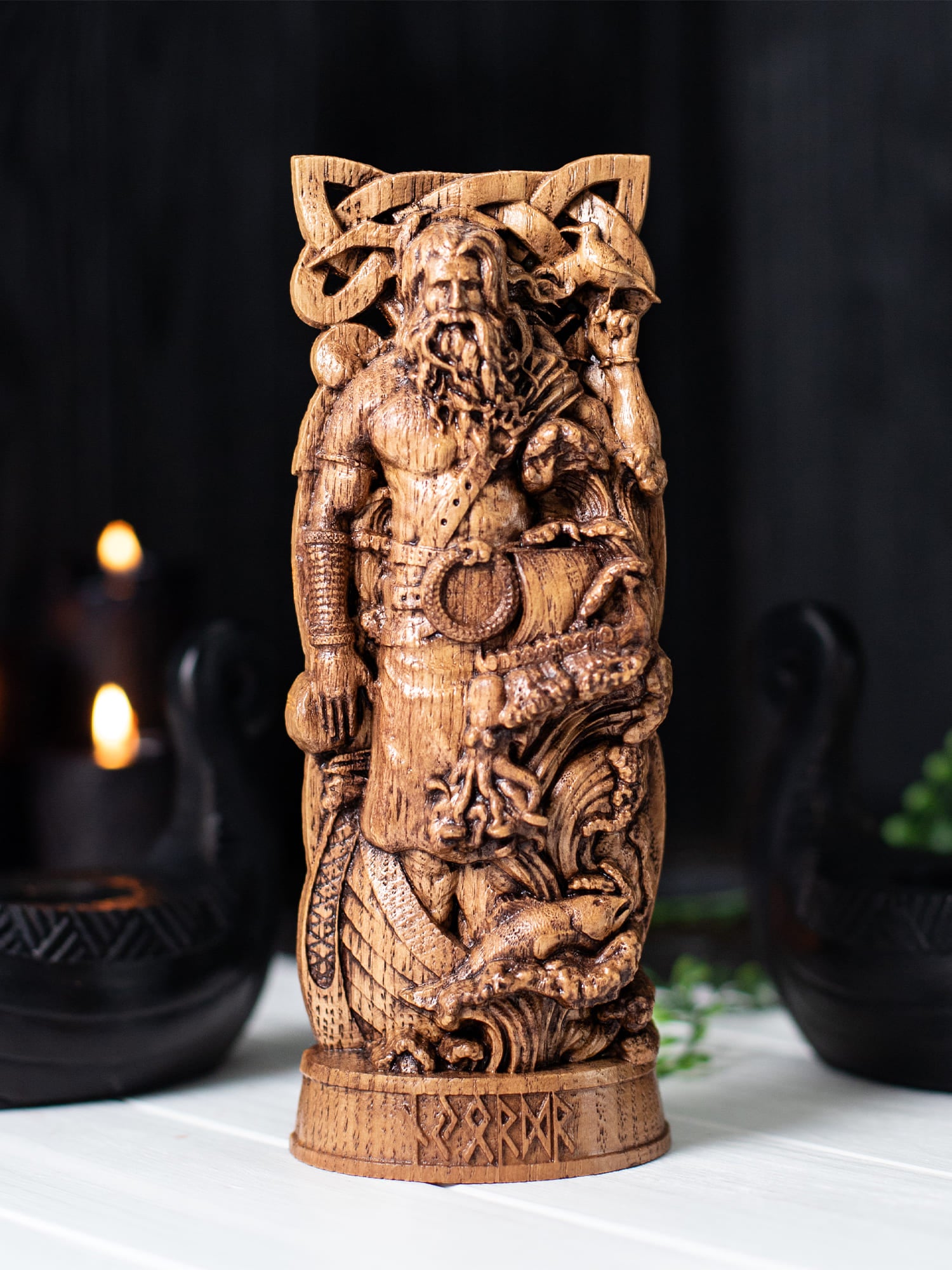 Njord Figurine - Norse God with Boat and Seagull – Blagowood