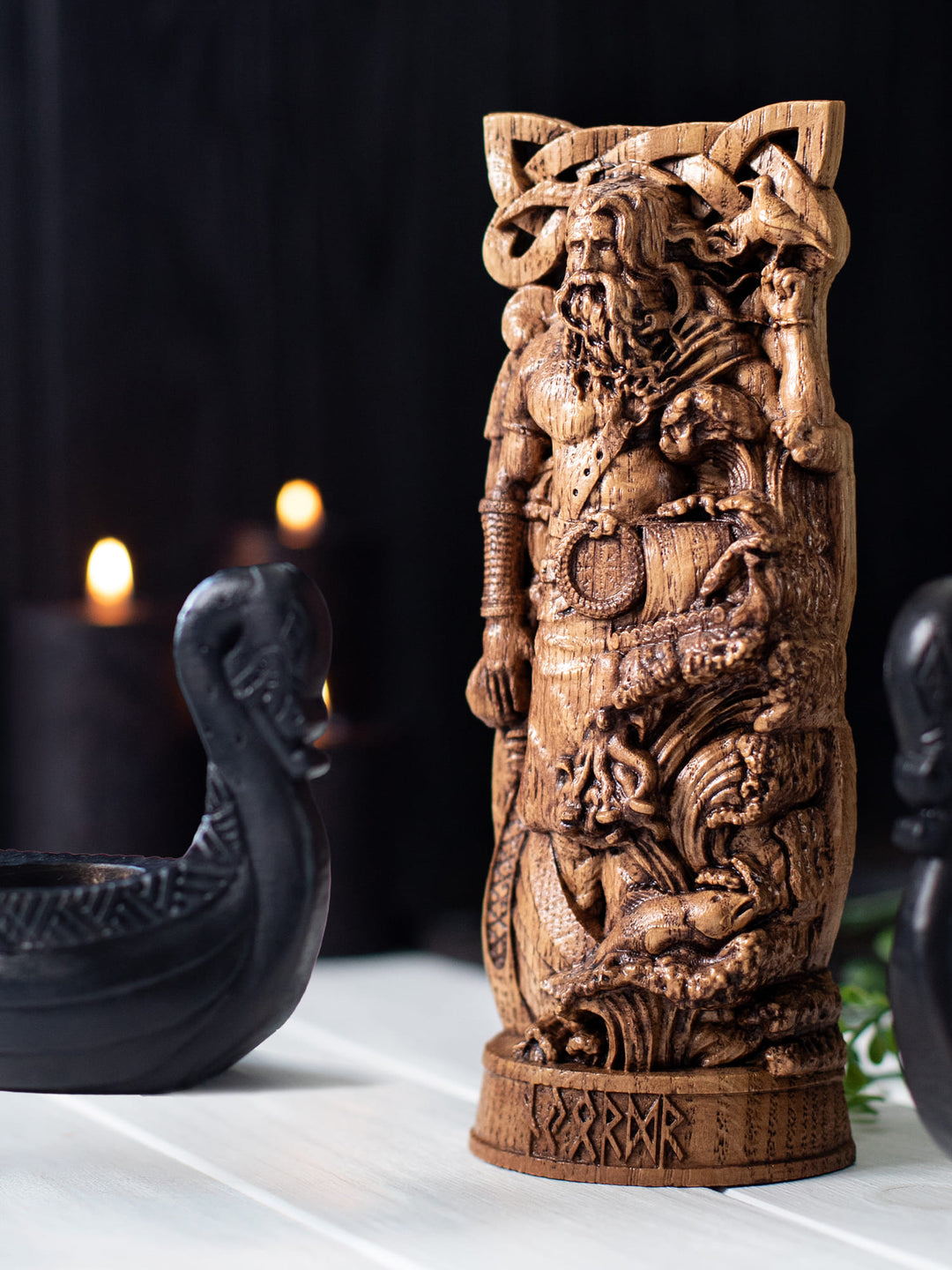Njord Figurine - Norse God with Boat and Seagull