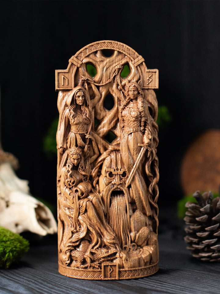 Norn Statue - Norse Fate Weavers at Yggdrasil's Roots