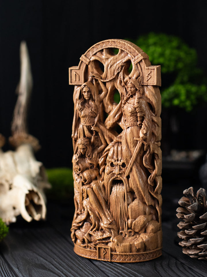 Norn Statue - Norse Fate Weavers at Yggdrasil's Roots