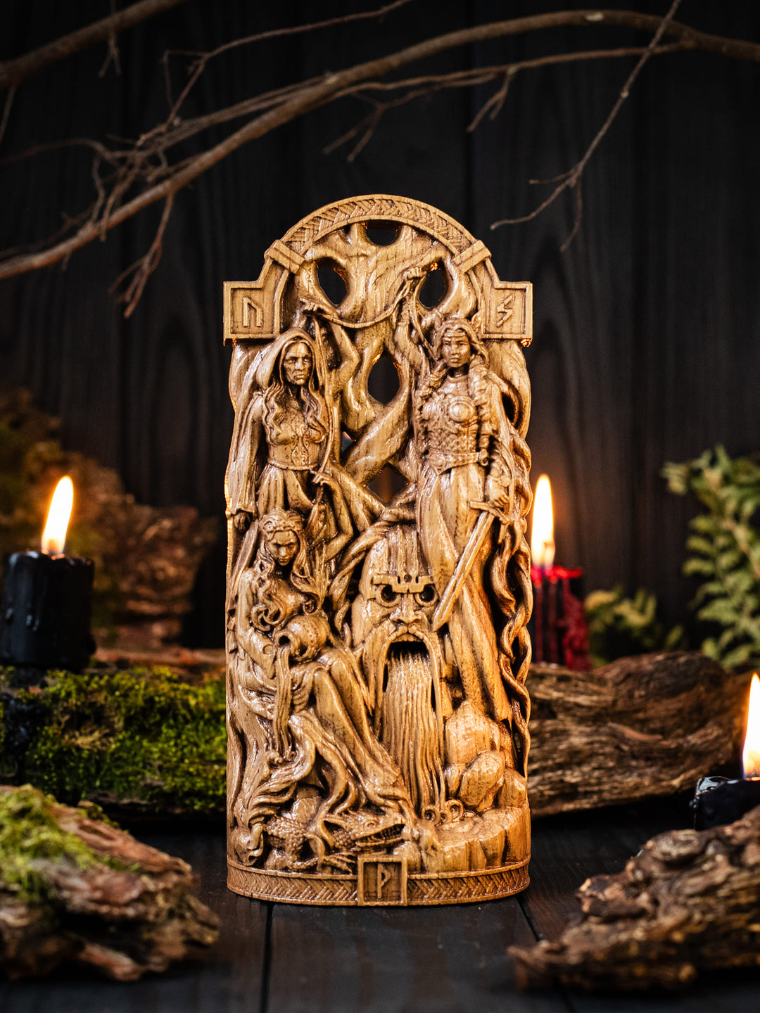 Norn Statue - Norse Fate Weavers at Yggdrasil's Roots