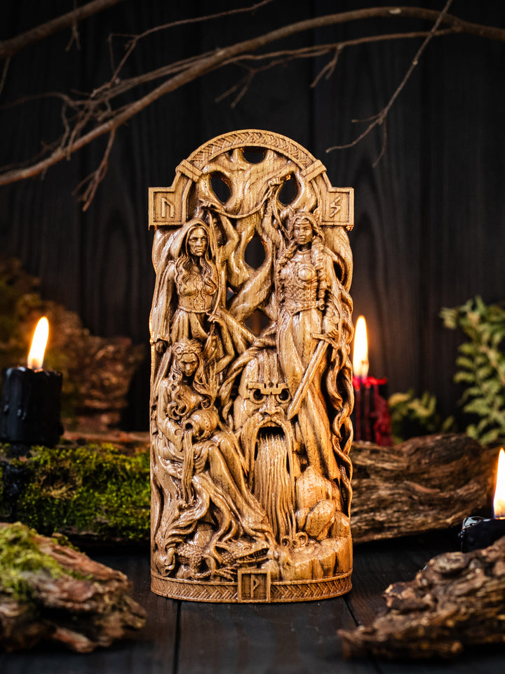 Norn Statue - Norse Fate Weavers at Yggdrasil's Roots