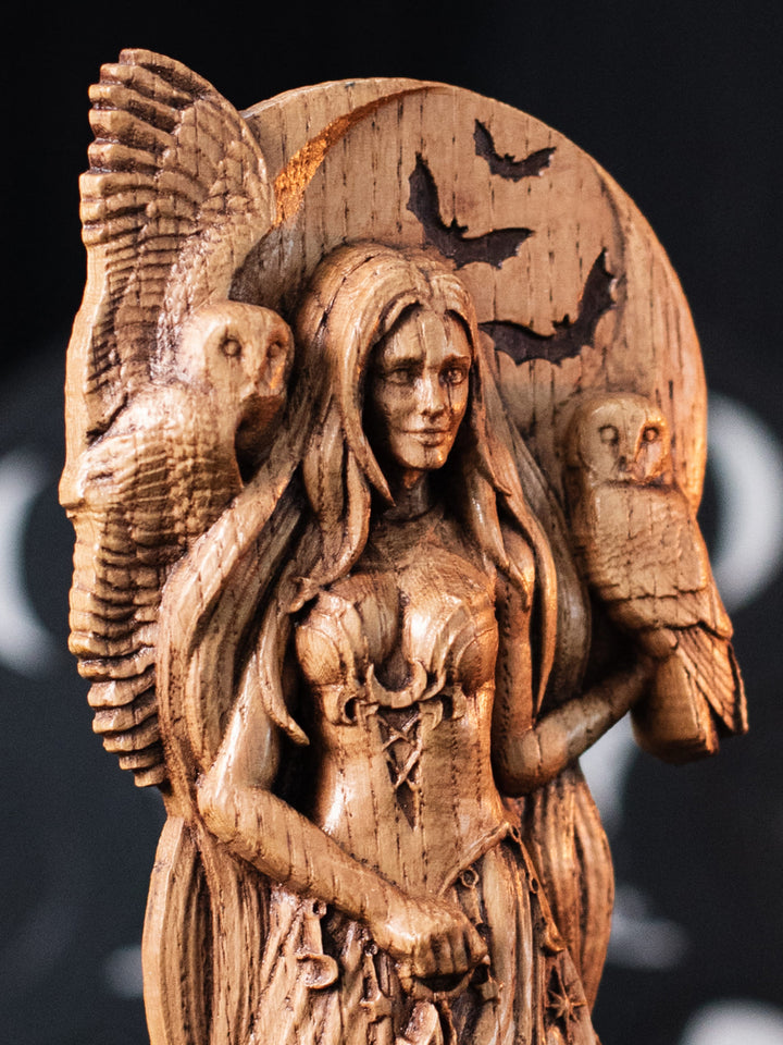Nyx Figurine - Greek Night Goddess with Moon and Owls