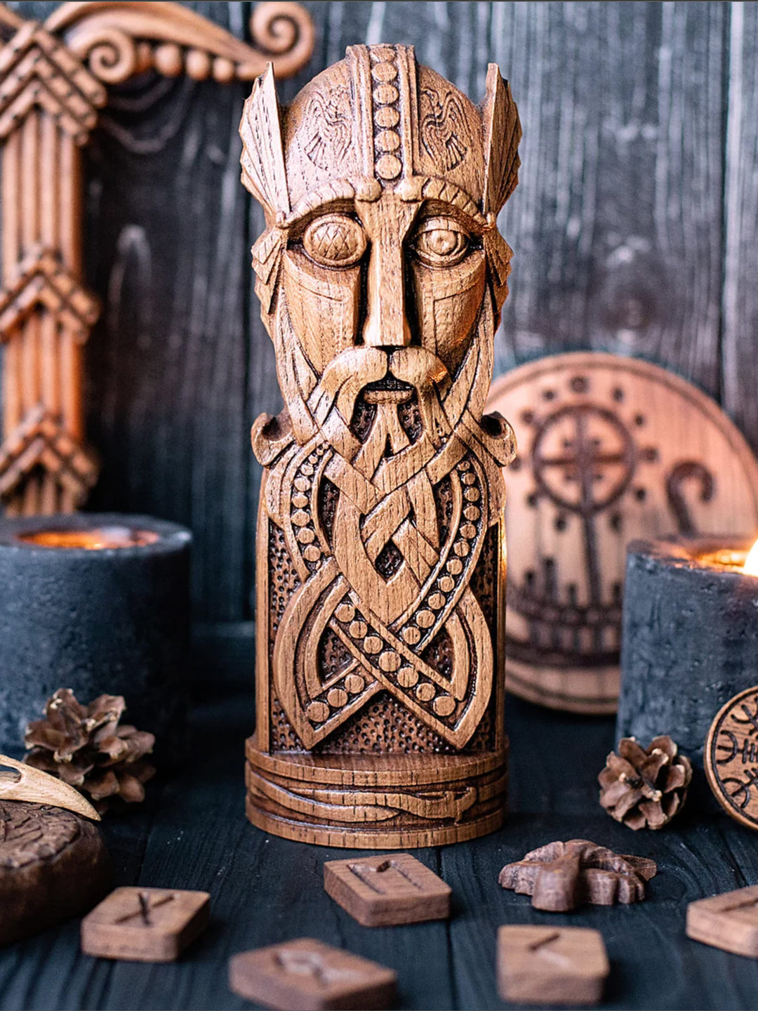 Odin, Wotan, Norse God, Wooden statue, for Pagan Altar kit
