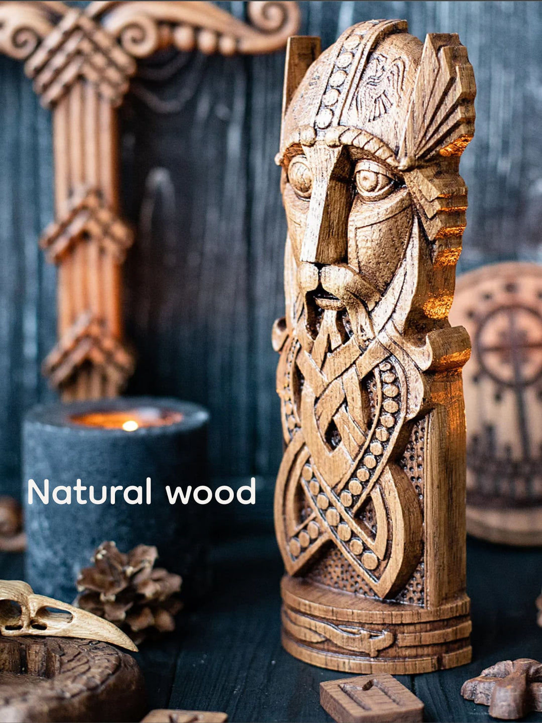 Odin, Wotan, Norse God, Wooden statue, for Pagan Altar kit