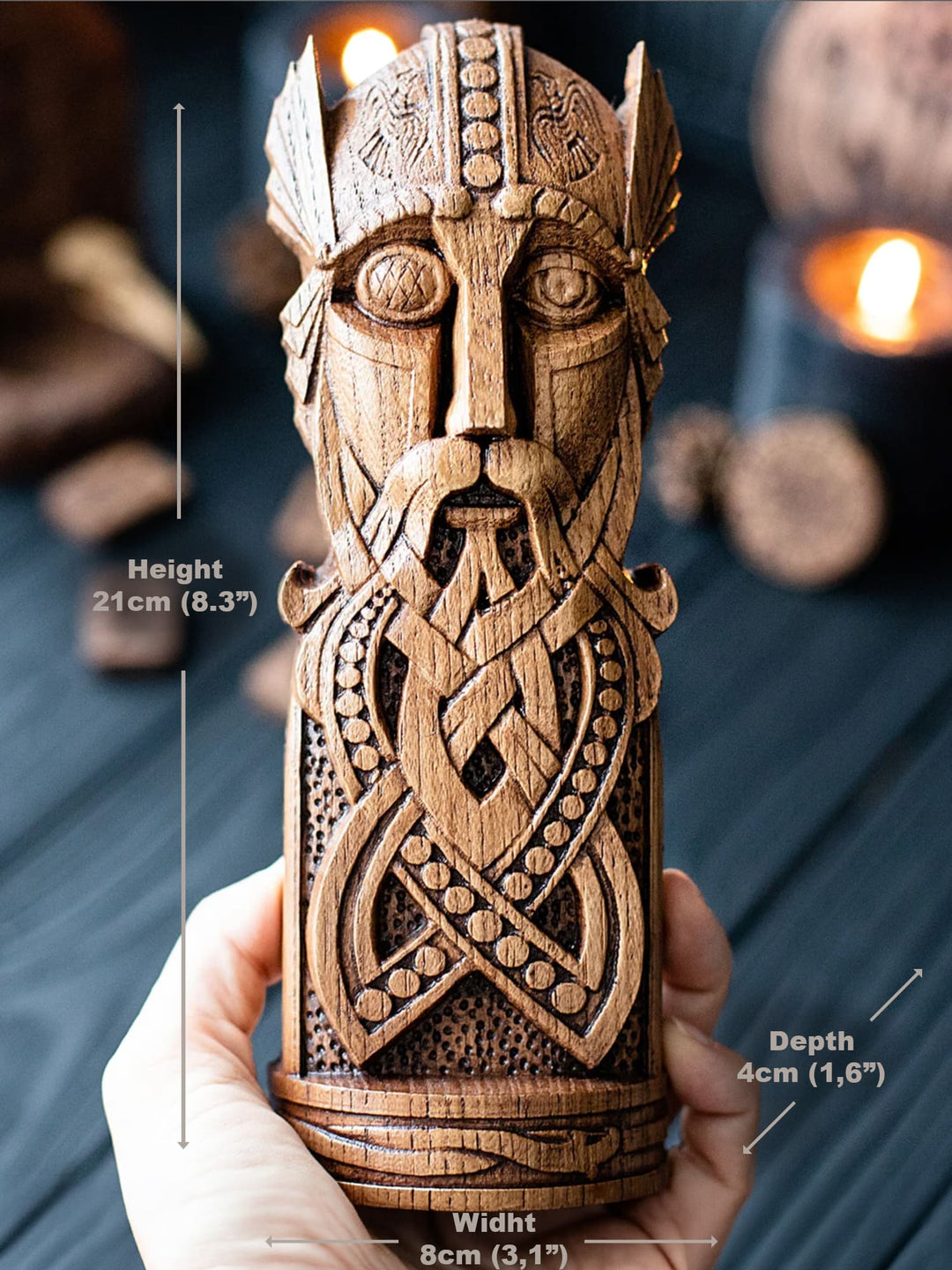 Odin, Wotan, Norse God, Wooden statue, for Pagan Altar kit