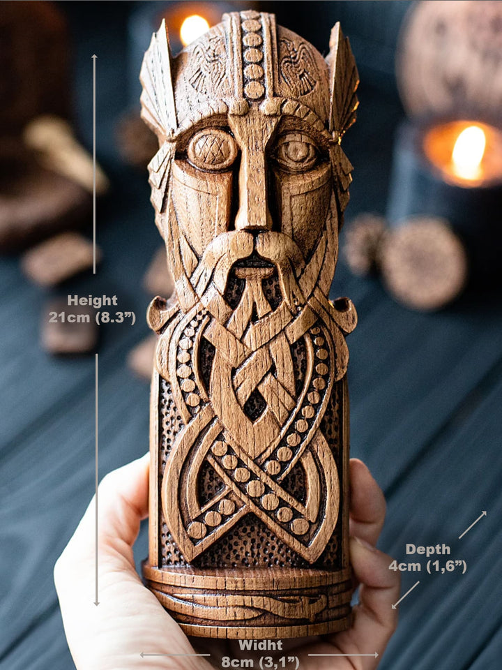 Odin, Wotan, Norse God, Wooden statue, for Pagan Altar kit