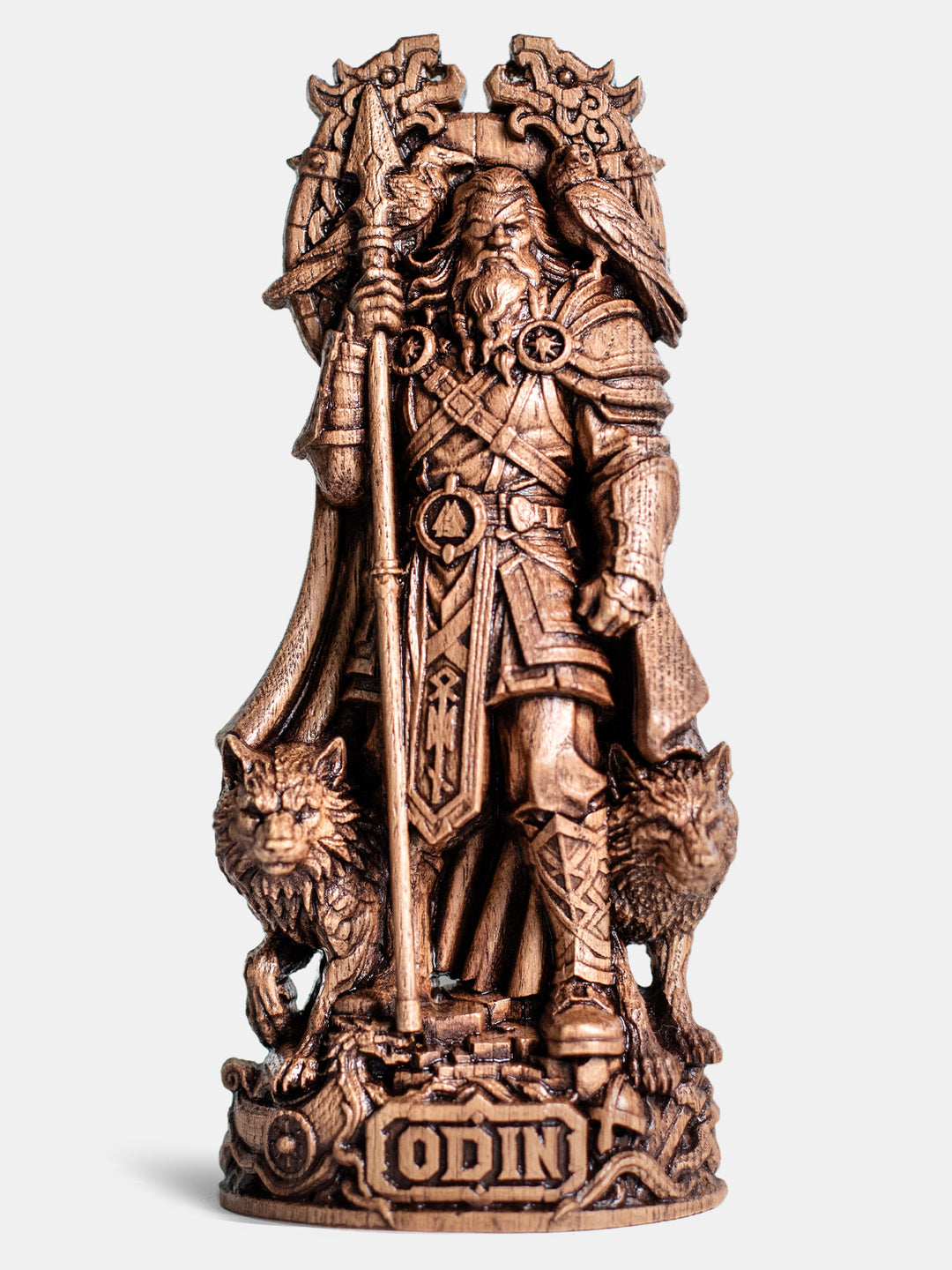 Odin statue wood for Asatru altar and Norse pagan decor