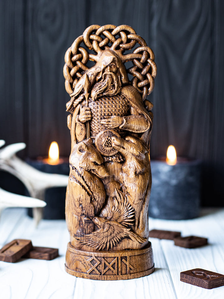 Odin Wotan the Norse God statue from wood