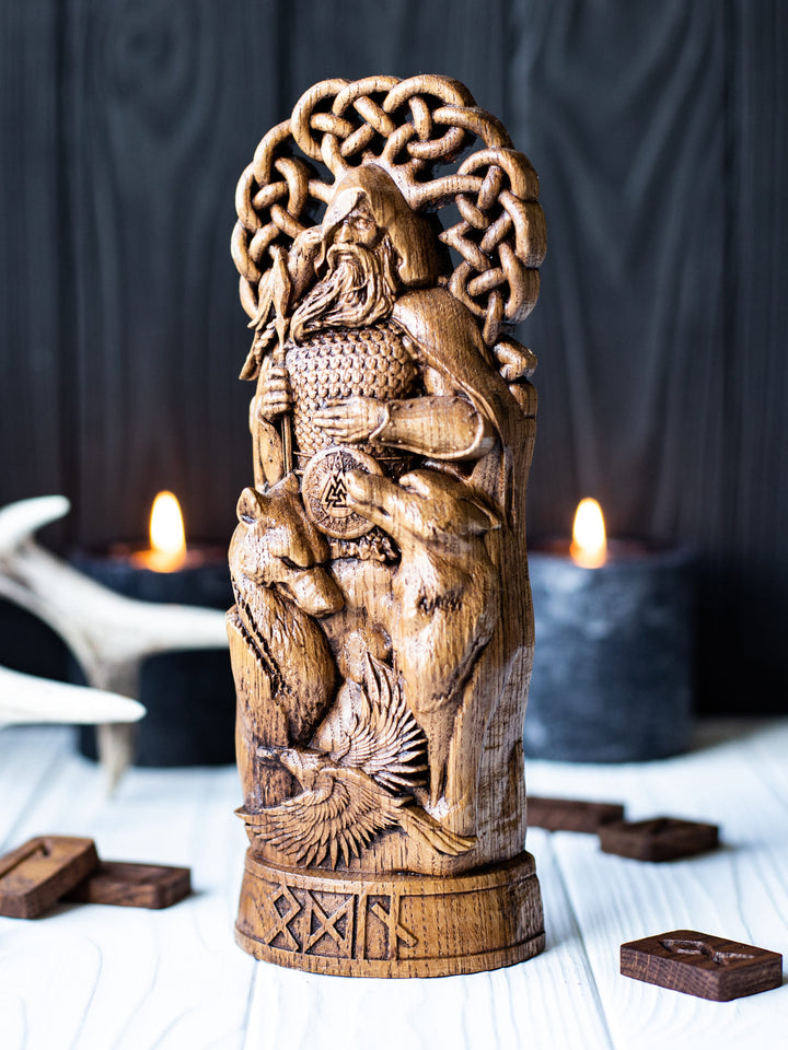 Odin Wotan the Norse God statue from wood