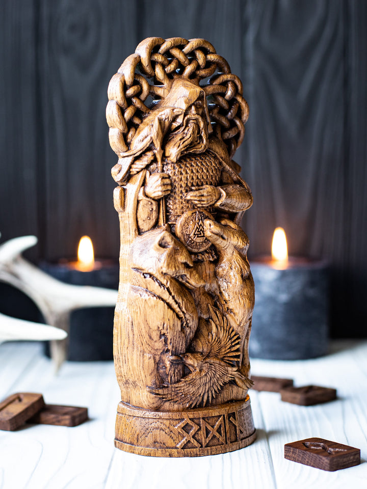 Odin Wotan the Norse God statue from wood