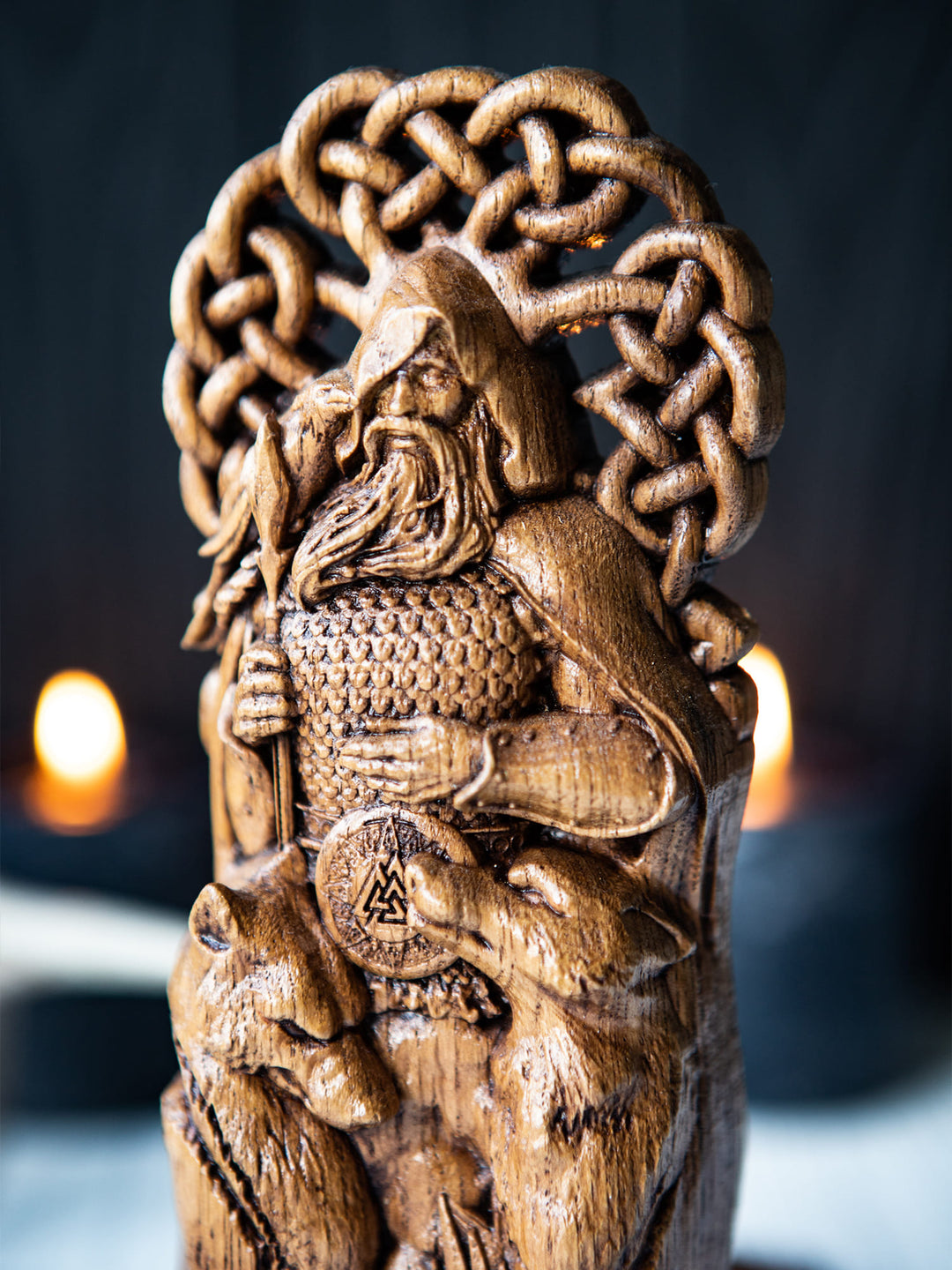 Odin Wotan the Norse God statue from wood