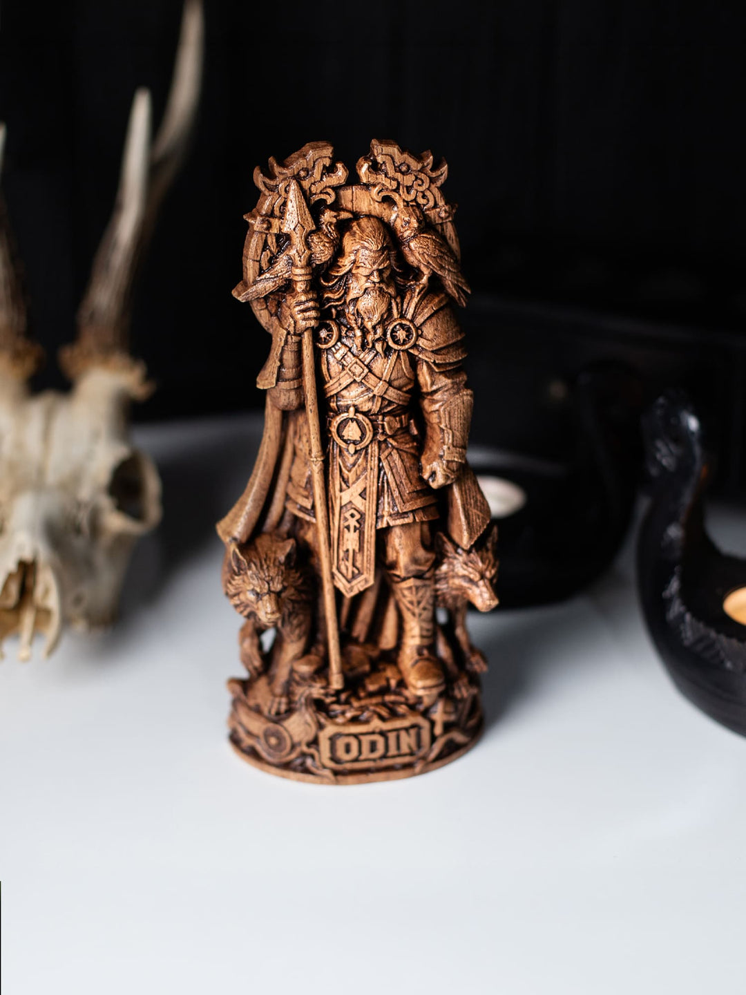 Odin Statue Wood | Wotan Figure | Blagowood