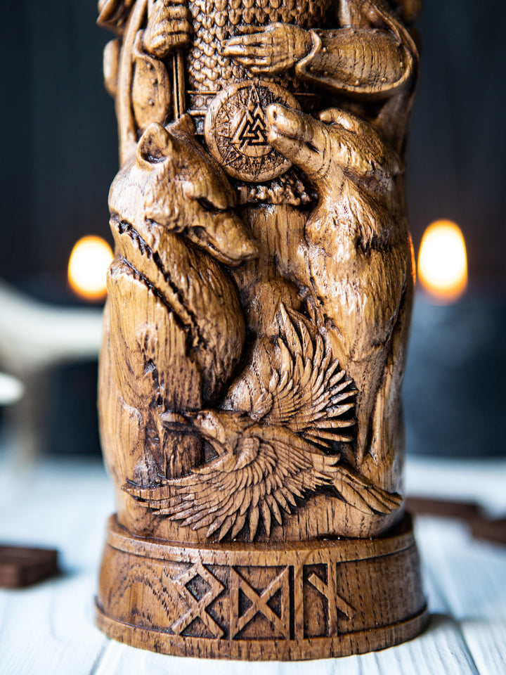 Odin Wotan the Norse God statue from wood