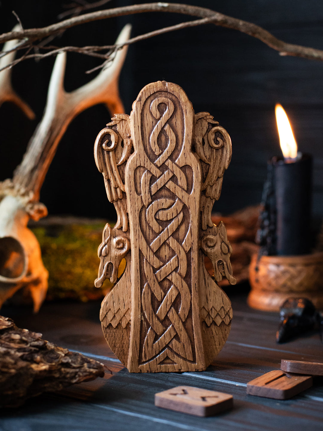 Odin Wooden Bust: Norse All-Father Wisdom