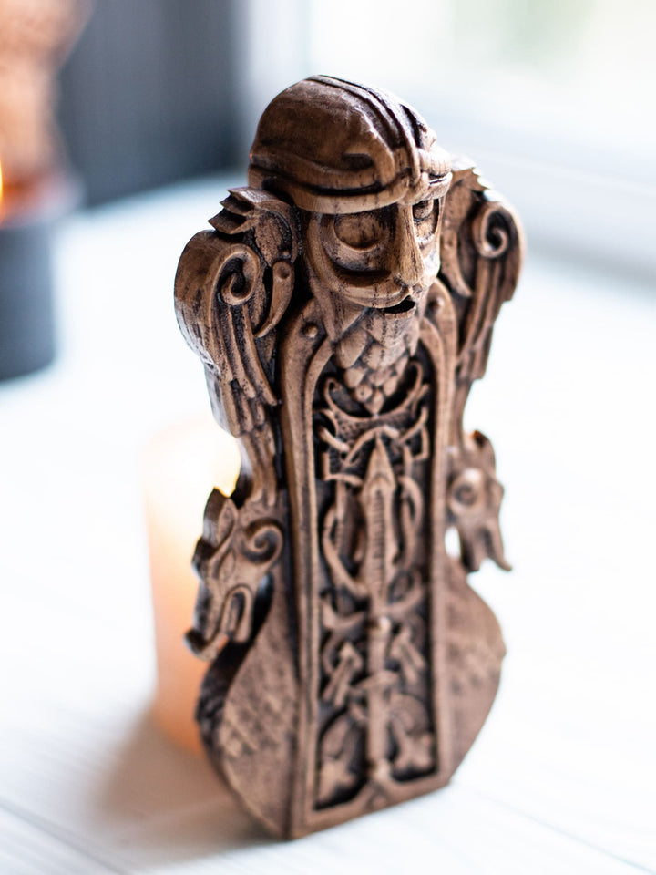 Odin Wooden Bust: Norse All-Father Wisdom
