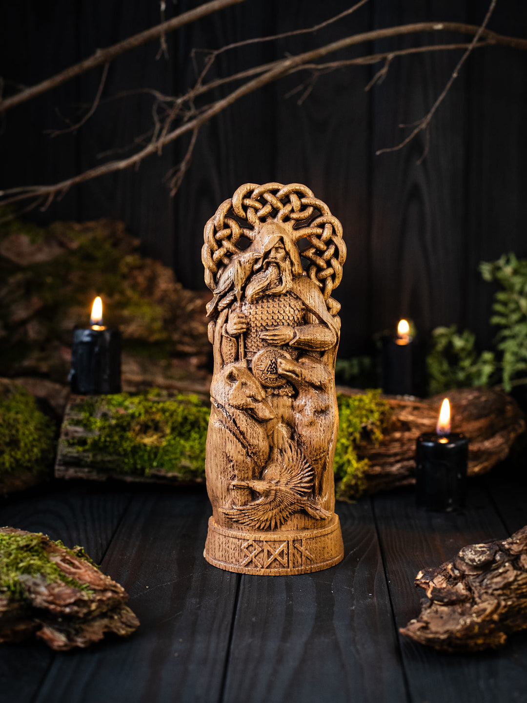 Odin Wotan the Norse God statue from wood
