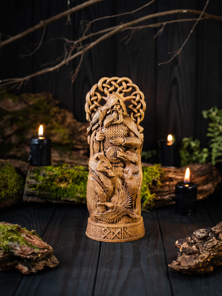 Odin Wotan the Norse God statue from wood