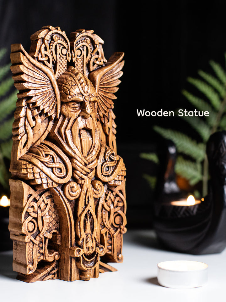Odin Bust - Norse God of Wisdom with Ravens and Wolves