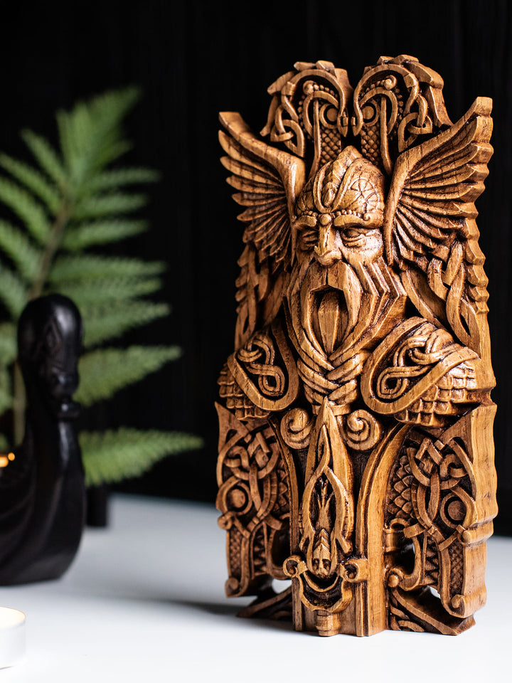Odin Bust - Norse God of Wisdom with Ravens and Wolves