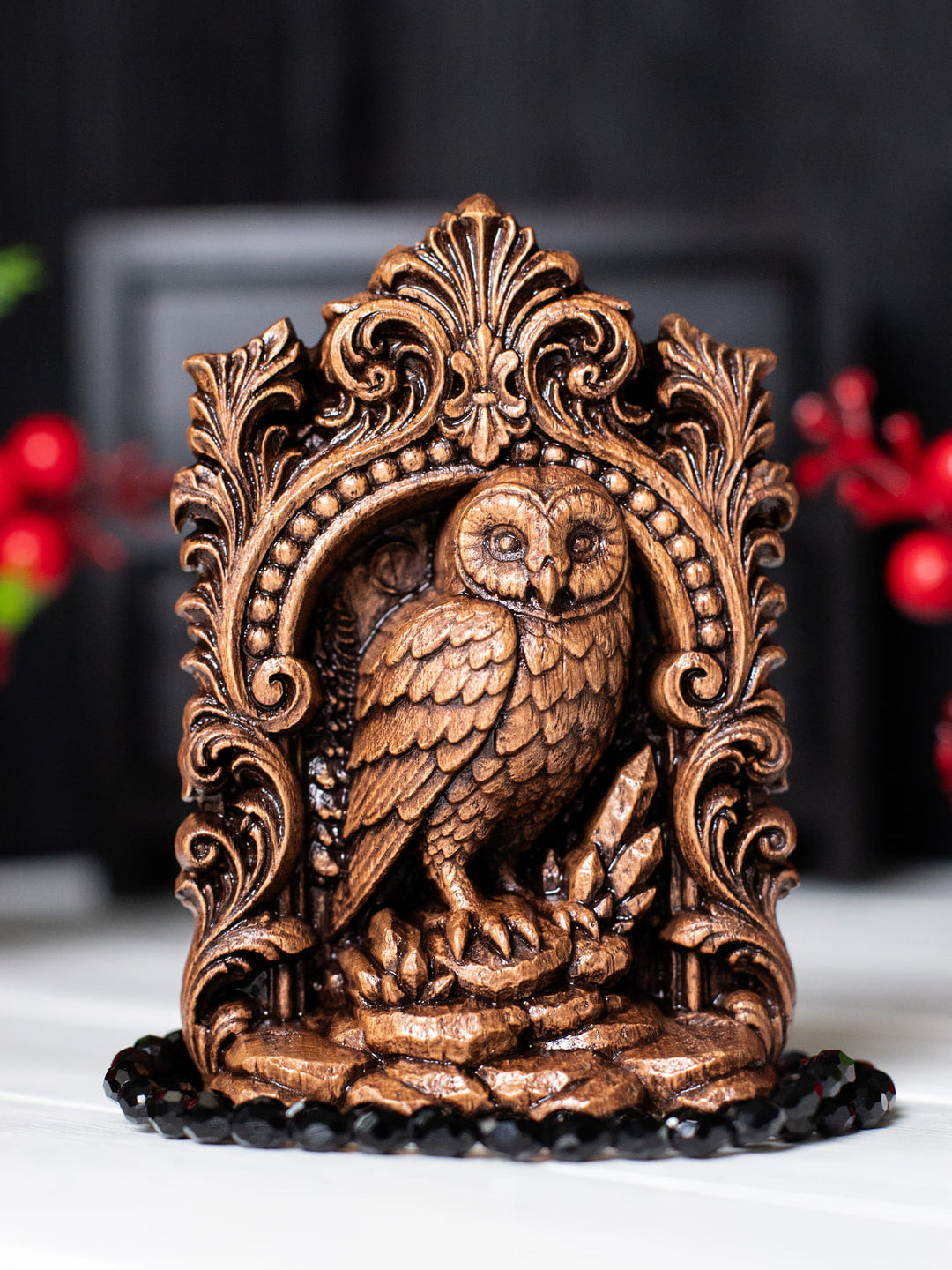 Owl Totem Statue – Wooden Owl Spirit Guide & Forest Guardian