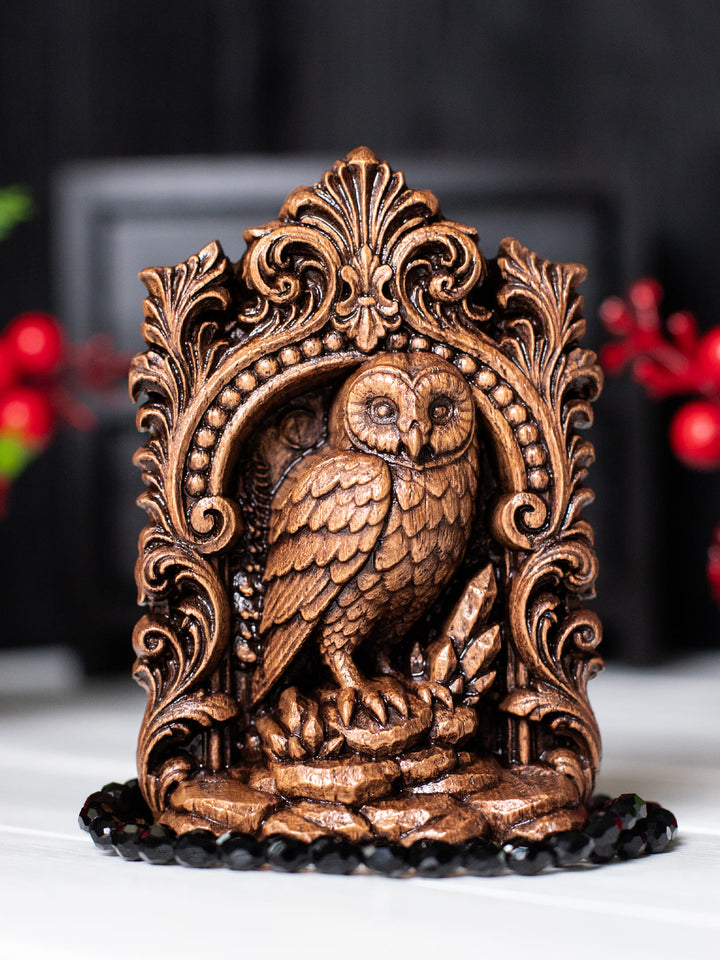Owl Totem Statue – Wooden Owl Spirit Guide & Forest Guardian