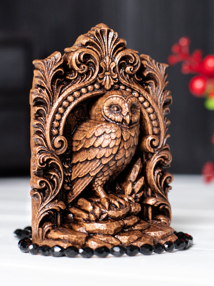 Owl Totem Statue – Wooden Owl Spirit Guide & Forest Guardian