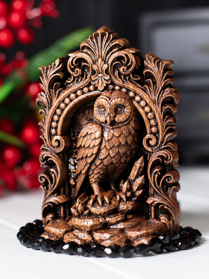 Owl Totem Statue – Wooden Owl Spirit Guide & Forest Guardian