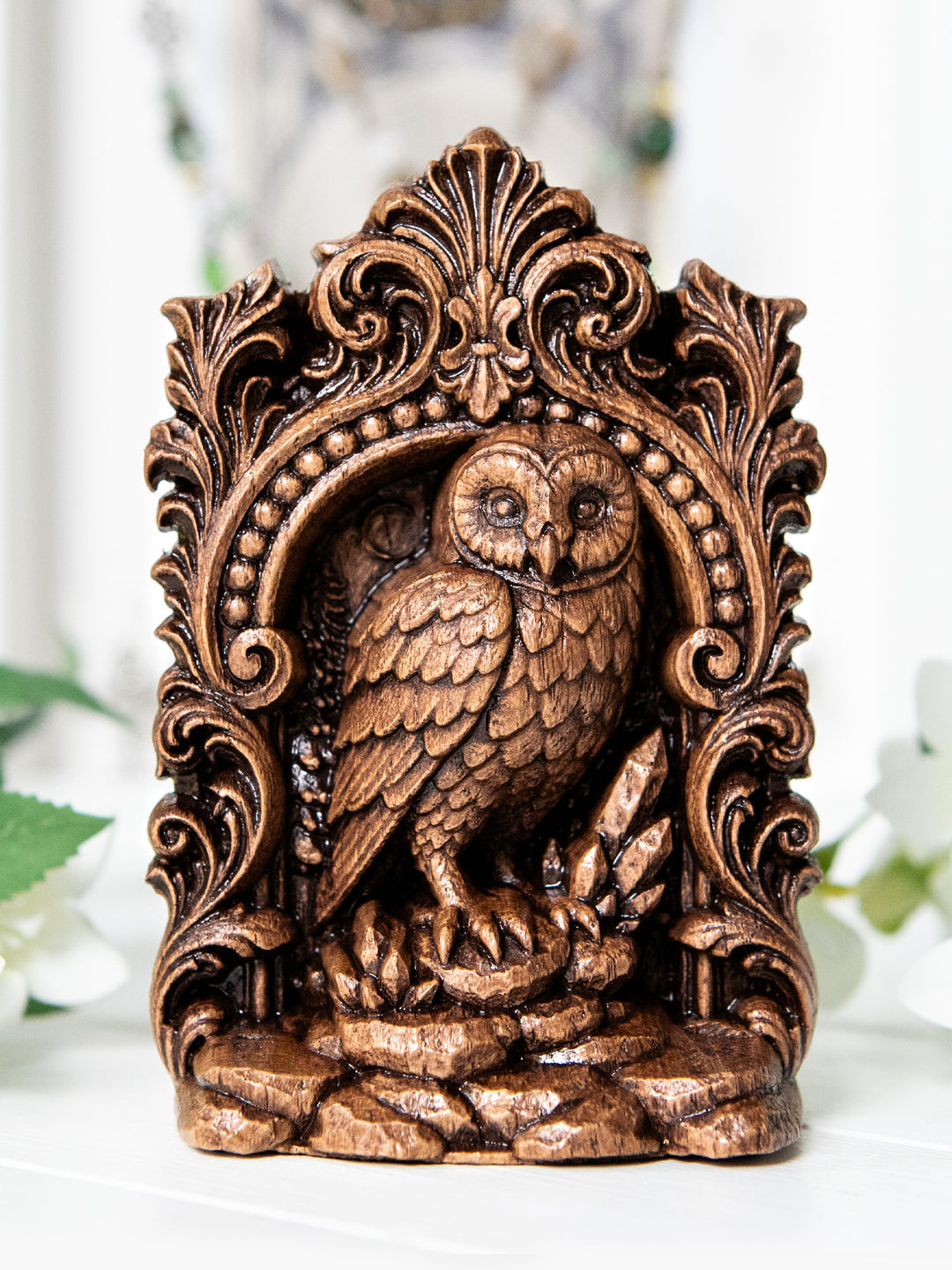 Owl Totem Statue – Wooden Owl Spirit Guide & Forest Guardian