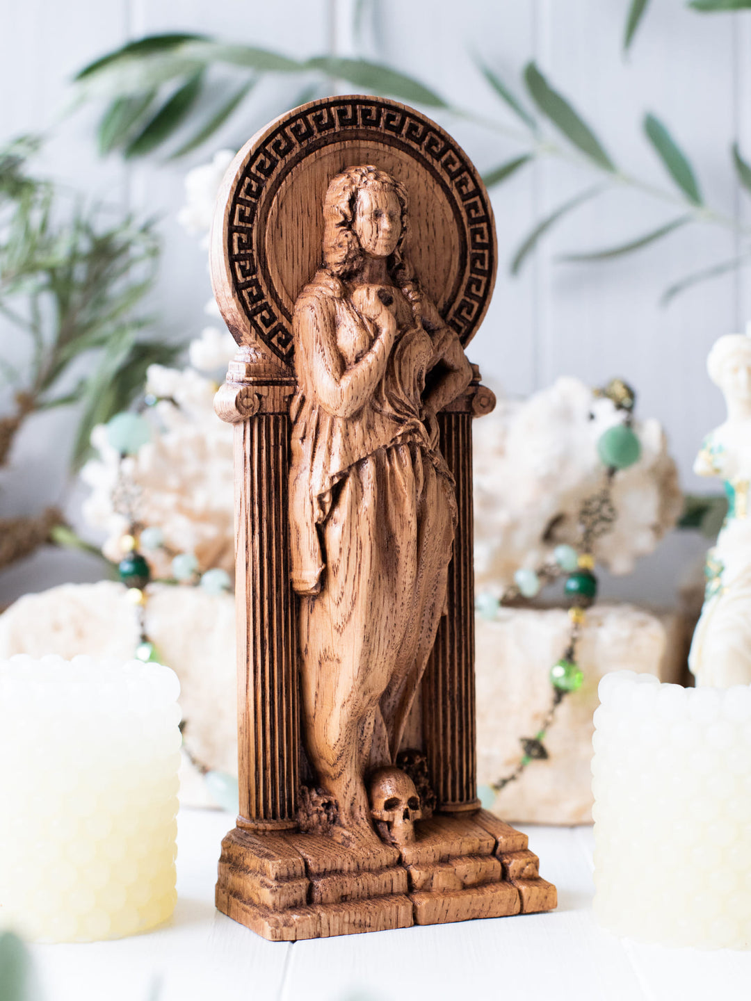 Greek Goddess Persephone statue made from wood