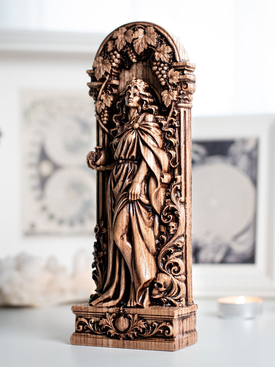 Persephone Goddess Wooden Statue