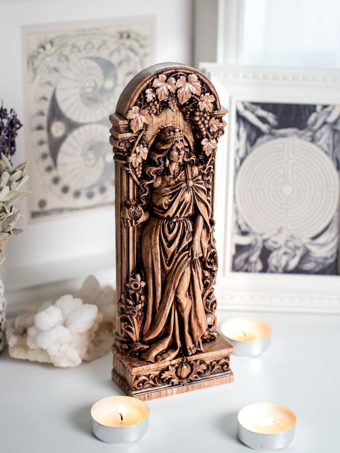 Persephone Goddess Wooden Statue