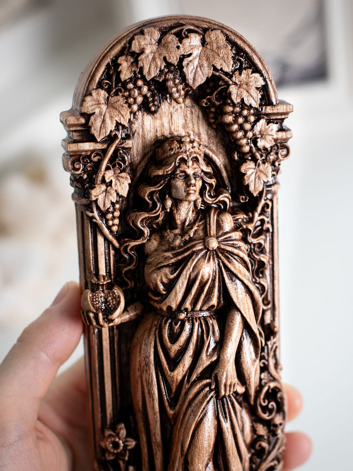 Persephone Goddess Wooden Statue