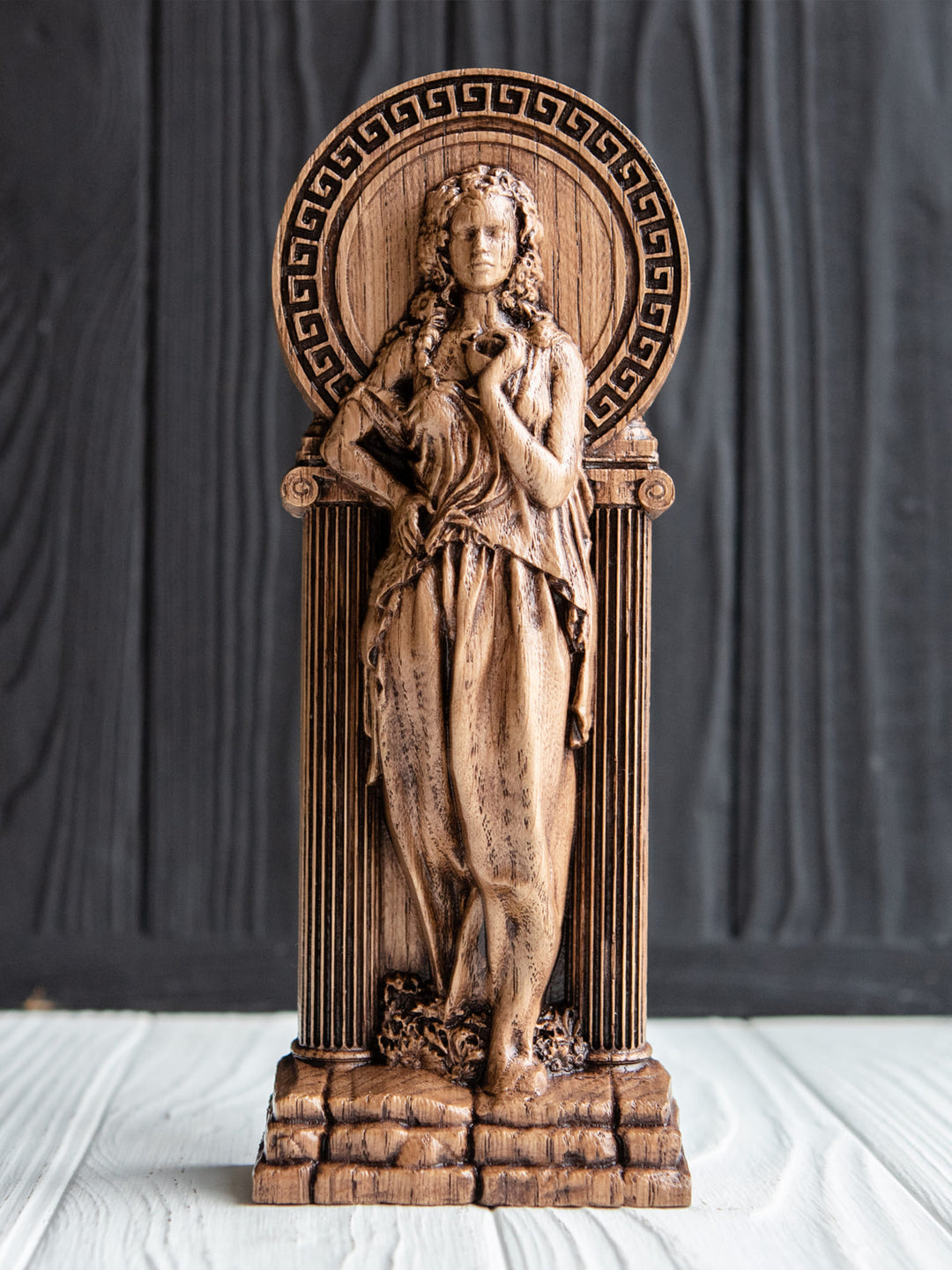 Greek Goddess Persephone statue made from wood